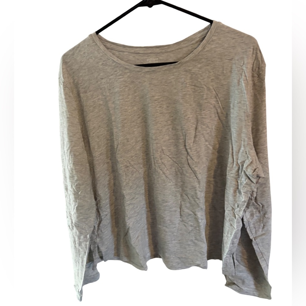 Girlfriend Collective XXL Heather Gray Long Sleeve Cotton Blend Crop Tee